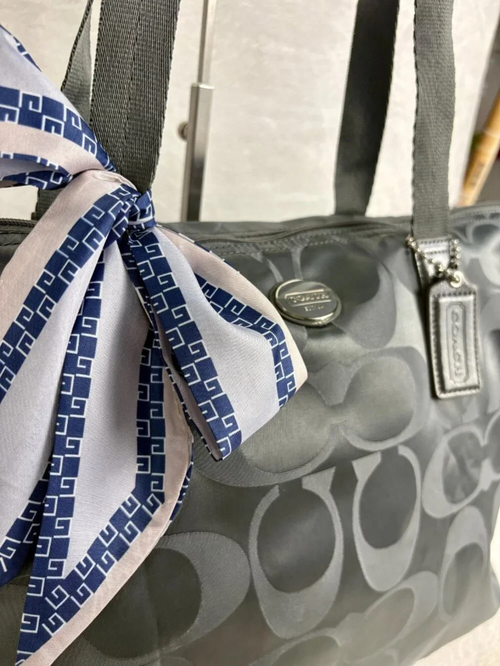 Coach Getaway Signature Nylon Packable Weekender Tote and Pouch with Scarf